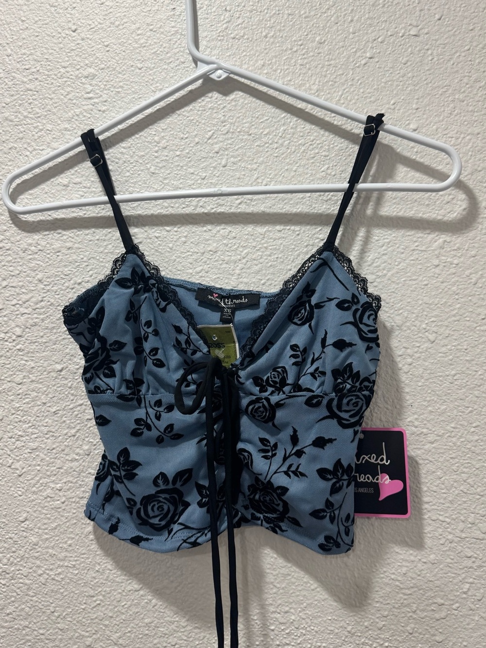 Blue Floral Tie-Front Camisole Tank | Size XS | NWT